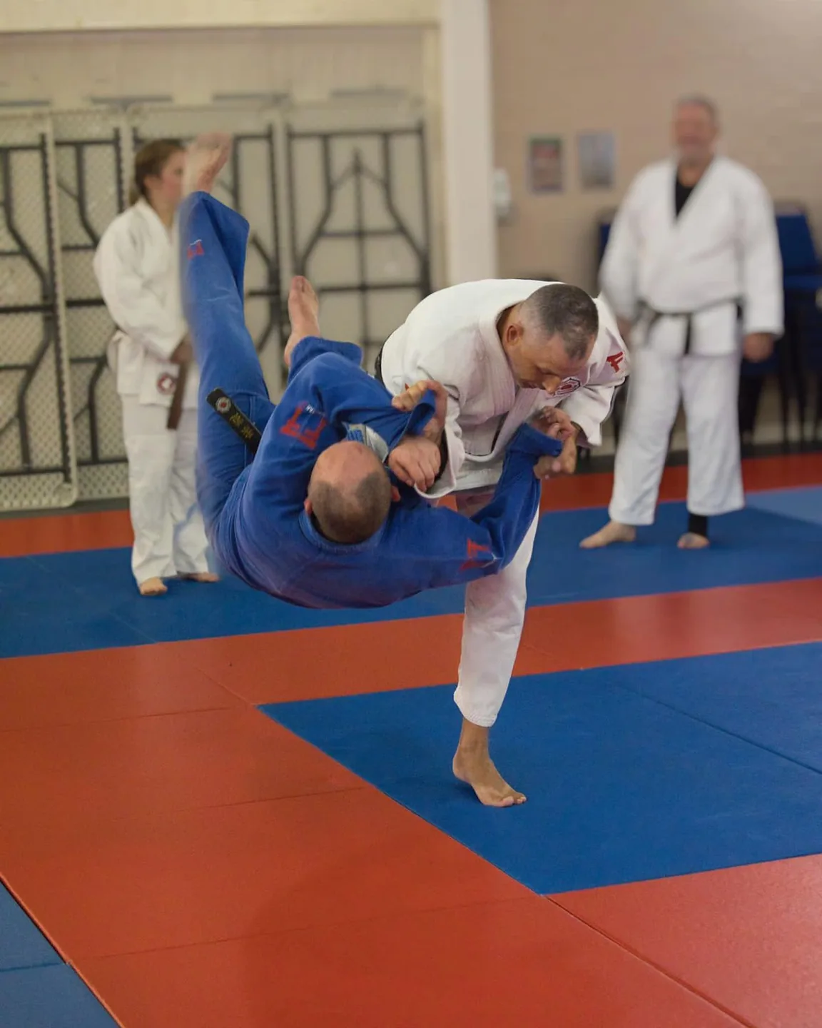 Throwing practice on the mats