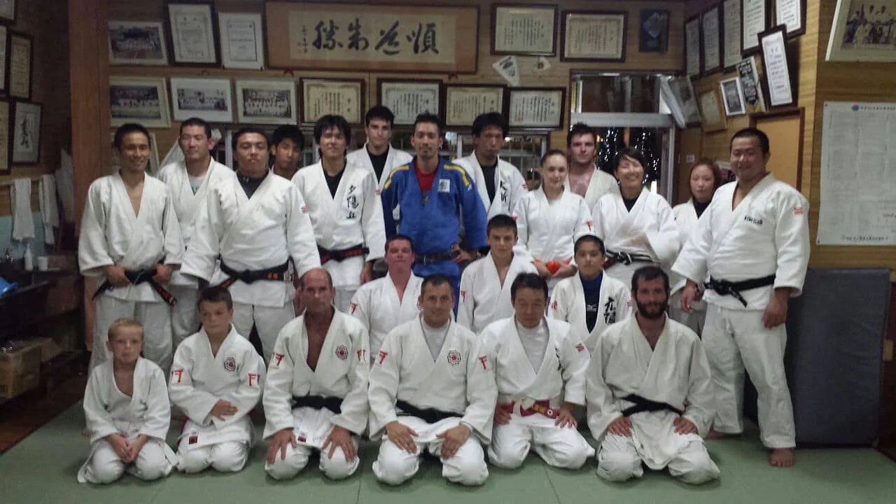 Group photo in a dojo, Osaka, Japan